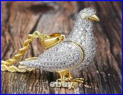 1.50Ct Round Cut Diamond Love Pigeon Birds Charm Pendant 14K Yellow Gold Finish