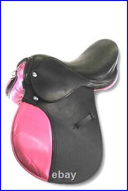 12 Black and Pink Leather All Purpose Youth / Child English Saddle Horse Tack