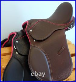 13 English All Purpose BROWN/ BLK+PINK TRIM Saddle Option o/Lthrs+ Irons+Bridle