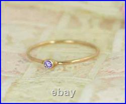 14K Yellow Gold Solid Jewelry Amethyst Ring For Women Trio Modern Design Jewelry