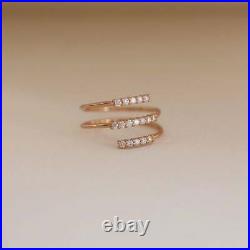 14k Solid Yellow Gold & Diamonds Unique Twist Spiral Design Fine Handmade Ring