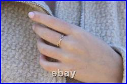 14k Solid Yellow Gold & Genuine Diamonds Chain Link Timeless Design Fine Ring