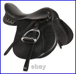 15 16 17 18 Beginner English All Purpose Black Trail Leather Horse Saddle Tack