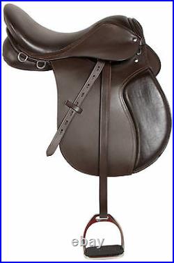 15 18 in BEGINNER ENGLISH ALL PURPOSE TRAIL BROWN LEATHER HORSE SADDLE TACK