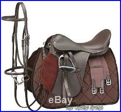 15 Inch All Purpose English Saddle Package Hav Brown All Leather 7 Gullet