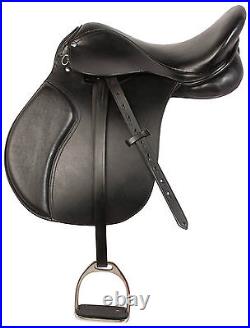 16 17 18 All Purpose Black English Horse Riding Saddle Jumper Dressage Tack