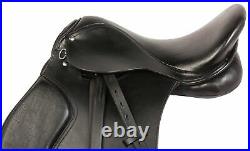 16 17 18 English Horse Saddle All Purpose Jumping Black Leather Stirrups Girth