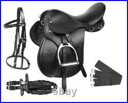 16 17 English Black Saddle Horse All Purpose Bridle Leather Irons Girth