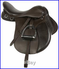 16 18 in ALL PURPOSE BROWN ENGLISH HORSE RIDING SHOW JUMPER SADDLE TACK