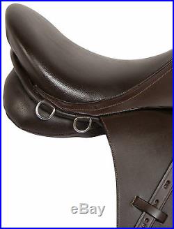16 18 in BROWN LEATHER ALL PURPOSE ENGLISH HORSE RIDING SADDLE TACK STIRRUPS