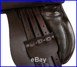 16 18 in BROWN LEATHER ALL PURPOSE ENGLISH HORSE RIDING SADDLE TACK STIRRUPS