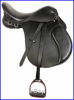 16 Black Leather All Purpose English Horse Riding Saddle Tack Stirrups
