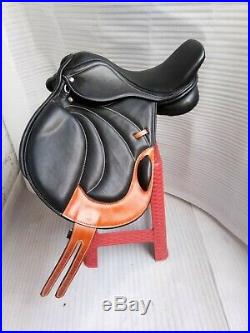 16''English black leather all purpose close contact saddle full paeded
