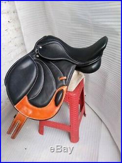 16''English black leather all purpose close contact saddle full paeded