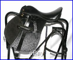 16 Inch All Purpose English Saddle Package -Black All Leather 7 Gullet