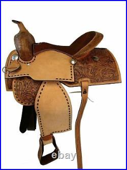 16 Inches Racing Trail Tooled Leather Pleasure Deep Seat Western Horse Saddle