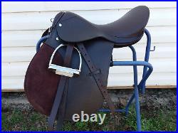17 BROWN Leather AP Jump English Saddle w Leathers & Irons Bridle & Pad Package