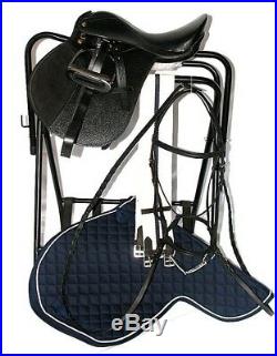 17 Inch All Purpose English Saddle Package Black All Leather -7 Gullet