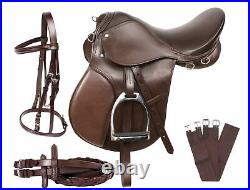 18 All Purpose Beginner Brown Leather English Show Horse Saddle Tack Set
