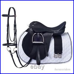 18 Inch All Purpose English Saddle Package Black All Leather 7 Gullet