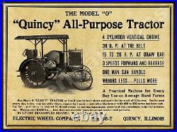 1912 Quincy All Purpose Tractors NEW Metal Sign 24x30 USA STEEL XL Size 7 lb