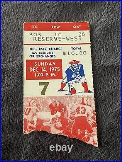 1975 New England Patriots ticket stub vs Bills OJ Simpson 213 yards all purpose