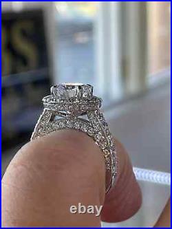 2.00 Round Real Moissanite Engagement Rings New Design 14k White Gold Finish