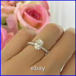 2.20Ct Oval Cut VVS1 Diamond Solitaire Women's Wedding Ring 14k White Gold Over