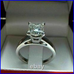 2.50 Ct Princess Real Moissanite Engagement Wedding Ring 14k White Gold Finish