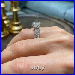2.50 Princess Real Moissanite Engagement Rings New Design 14k White Gold Finish