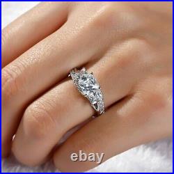 2.50Ct Princess Cut Moissanite Engagement Band Design Ring 14K White Gold Plated