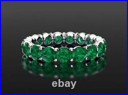 2.50ct Emerald Round Diamond Eternity Weeding Band Ring 14k White Gold Finish