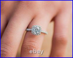 2.50ct Round Moissanite Cushion Cut Regal Engagement Ring 14k White Gold Over