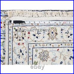 2'8x8'3 Silk 250 Kpsi Ivory All Over Design Nain Runner Handknotted Rug R59389