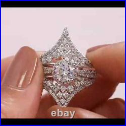 2 Ct Round Moissanite Women's Wedding Gorgeous Design Ring 14K White Gold Finish