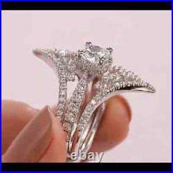 2 Ct Round Moissanite Women's Wedding Gorgeous Design Ring 14K White Gold Finish