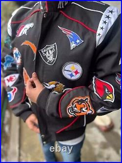 2024 NFL All Teams Black Unisex Bomber Jacket Stylish embroidery Patch Design