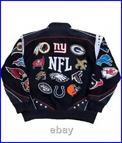 2024 NFL All Teams Black Unisex Bomber Jacket Stylish embroidery Patch Design