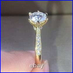 3.0Ct Regal Round Cut Diamond Solitaire Engagement Wedding Ring 14k Yellow Gold