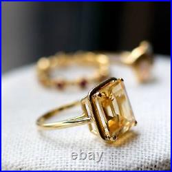 3.0ct CITRINE CUT DIAMOND SOLITAIRE ENGAGEMENT SOLID RING 14K YELLOW GOLD FINISH