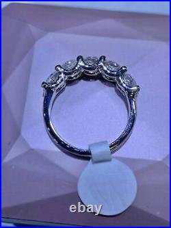 3.0ct Round Simulated Diamond Five Stone Engagement Ring 14k White Gold Finish