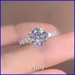 3.20Ct Round Cut Moissanite Diamond Women's Engagement Ring 14K White Gold Over