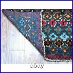 3'2x5' All Over Design Pure Wool Hand Made Colorful Afghan Village Rug R53287