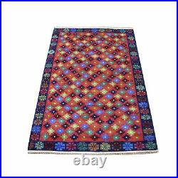3'3x4'9 All Over Design Hand Made Pure Wool Colorful Afghan Village Rug R53289