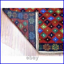 3'3x4'9 All Over Design Hand Made Pure Wool Colorful Afghan Village Rug R53289