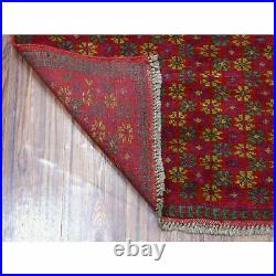 3'8x4'7 All Over Design Hand Made Pure Wool Colorful Afghan Village Rug R53284