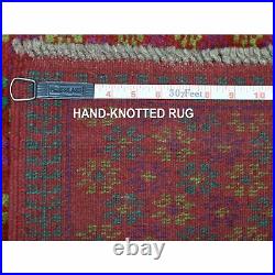 3'8x4'7 All Over Design Hand Made Pure Wool Colorful Afghan Village Rug R53284
