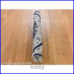 4'1x4'1 Blue Nain Wool And Silk All Over Design Hand Knotted Rug R47645