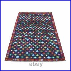 4'1x6' All Over Design Pure Wool Hand Made Colorful Afghan Tribal Rug R53311