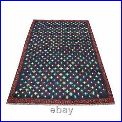 4'3x6' All Over Design Pure Wool Hand Made Colorful Afghan Village Rug R53305